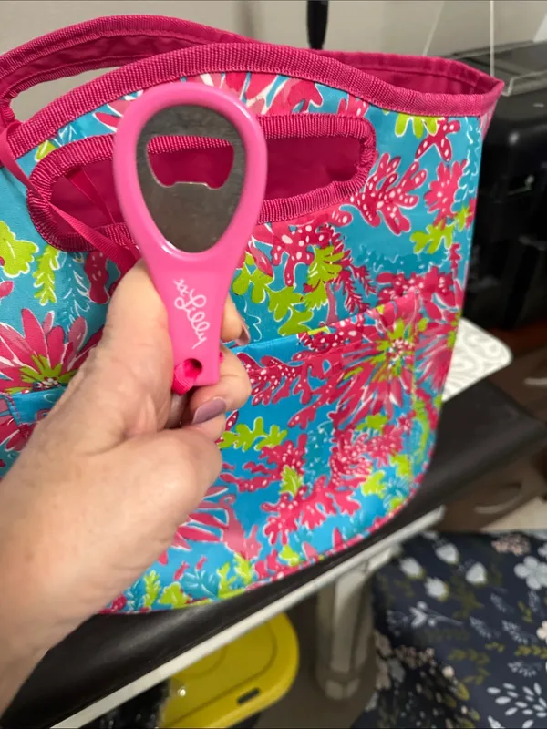 Lilly Pulitzer Large Turquoise Pink Floral Neoprene Tote - Image 2