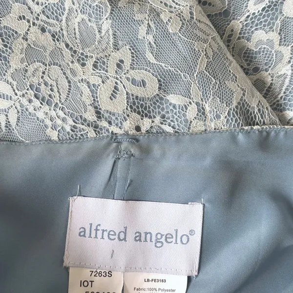 Alfred Angelo Lace Strapless Cocktail Dress Sz‎ 12 Blue - Image 5