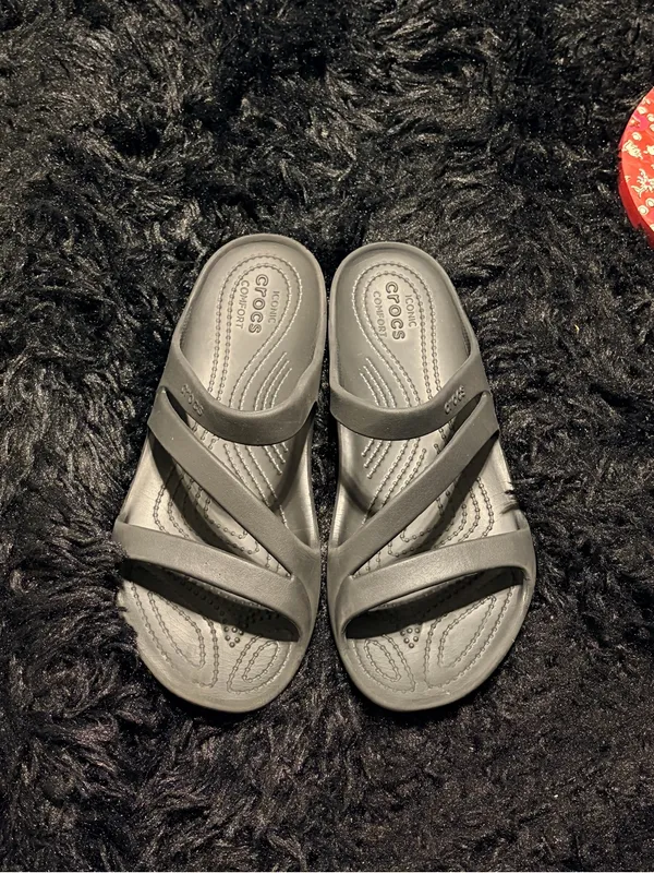 CROCS black riple-Strap Slide Sandals - Image 2