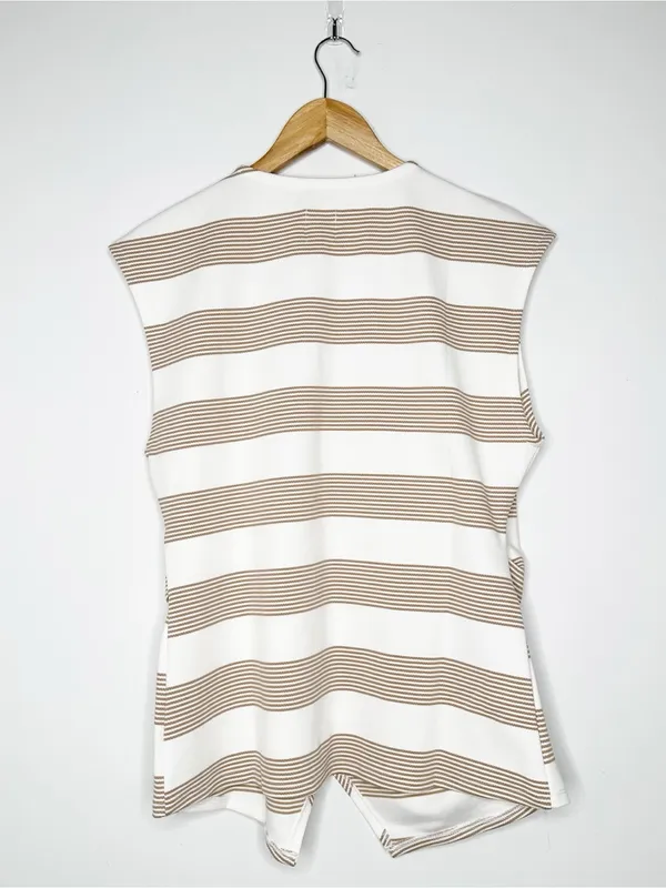 Maeve Anthropologie NWT Striped V-Neck Faux Wrap Sleeveless Top Size Large - Image 8