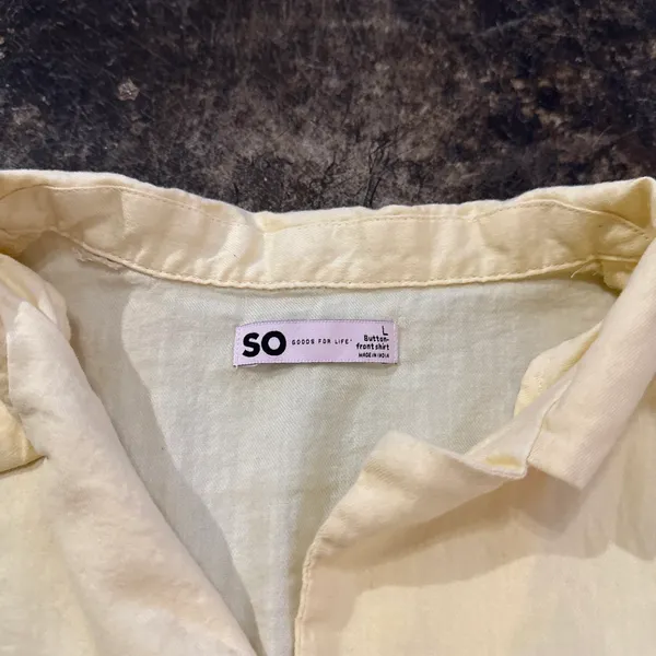 Sonoma SO Pastel Yellow Croppped Button Front Shirt - Image 4