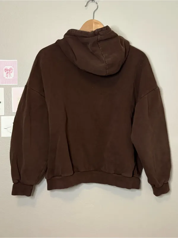 Pull and bear ASOS brown earthy trendy hoodie cotton autumn fall influencer prep - Image 2