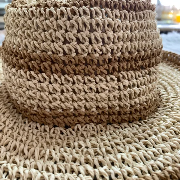 A New Day Crochet cottage core Straw Bucket Hat - Image 2