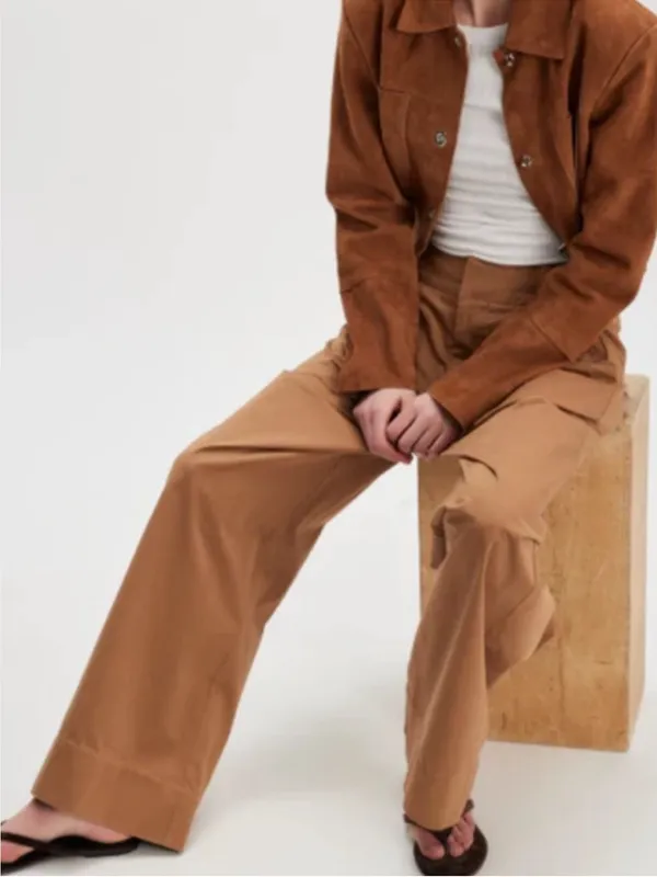 NWT Free People Wide Leg Buckle Back Pants Tobacco Brown Size 12 Retail $148.00 - Image 3
