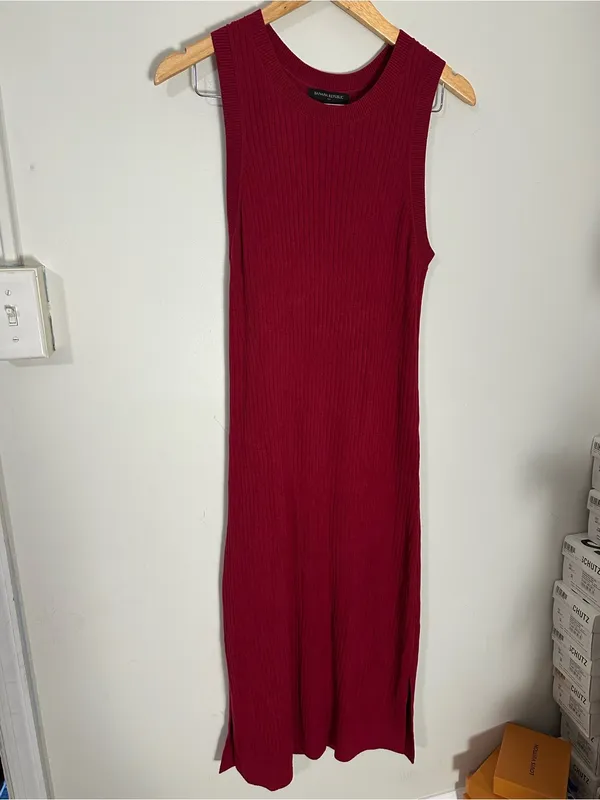 NWT Banana Republic ribbed midi dress red large - Image 2