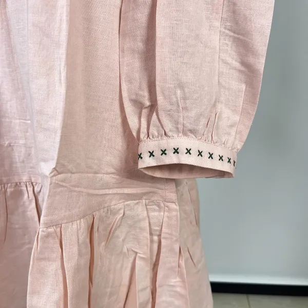 NWT Tuckernuck Bermuda Pink Palmerston Dress sz S Long Sleeve Linen Blend Mini - Image 8