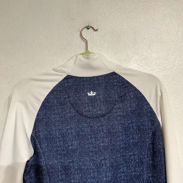 Peter Millar Blue White Golf Quarter Zip Pullover Sz S Lightweight - Image 9