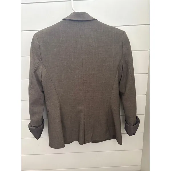 Zara Womens Taupe Brown Single Button Tailored Blazer Jacket Size 4 Pockets - Image 3