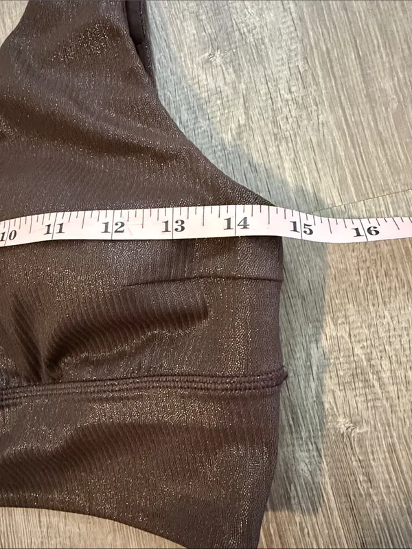 Lululemon 10 Asymmetrical Ribbed Sports Bra Espresso Brown Shine‎ Shimmer Top - Image 5