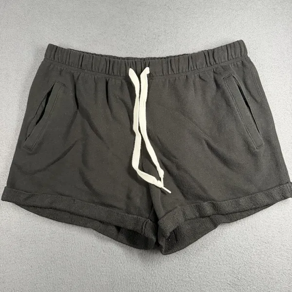 PINK Victoria's Secret Shorts Womens Large Black Fleece Sweat Logo Drawstring - Image 3