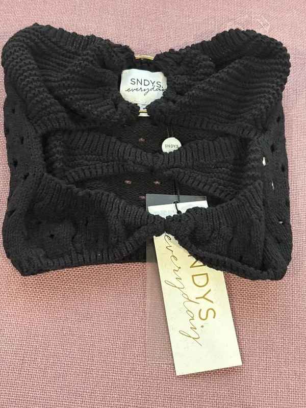 SNDYS X Revolve Whitehaven Top in Black Small New Womens Cut out Cropped Tube Ba - Image 4