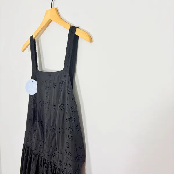Black Eyelet Maxi Dress with Cross-Back Straps NWT - Image 6