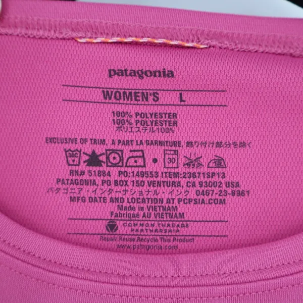 Patagonia Women's Pink Long Sleeve Shirt Size Lage‎ Base Layer Outdoor Hiking - Image 5