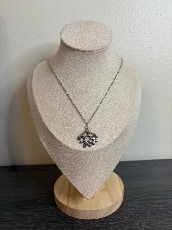 Handmade Silver Coral Necklace | Waterproof & Tarnish Resistant - Image 2