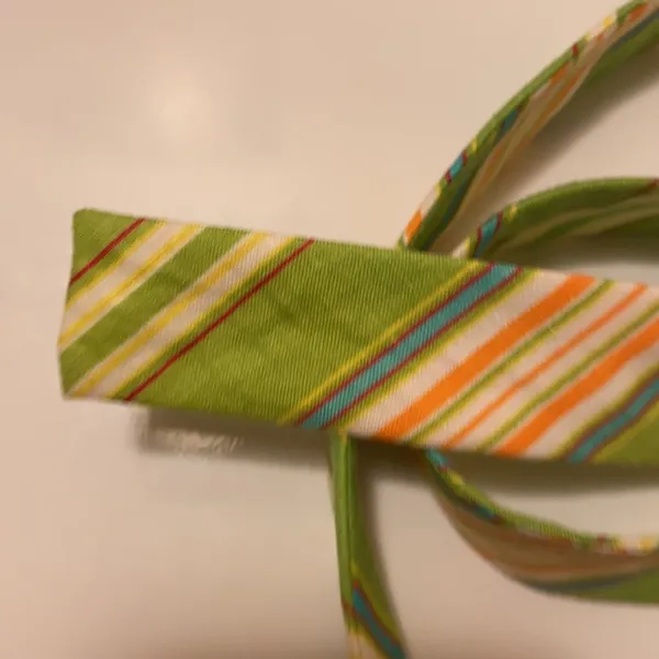 Vintage Y2K Ralph Ralph Lauren green striped linen double ring belt, size large - Image 3