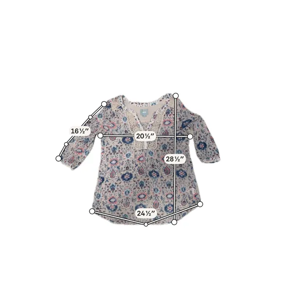 Maeve Anthropologie Stillwater Boho Henley Blouse 6 Floral Crochet Lace Top - Image 6