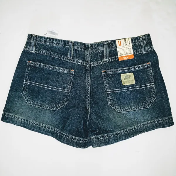 NEW‎ American Eagle Womens 0 XXS XS Cargo Shorts Dark Denim Jean VTG 00's NWT - Image 2