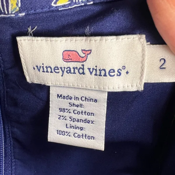 Vineyard Vines Cotton Boating Dress Navy Sailboats Strapless Sheath Size 2 - Image 5