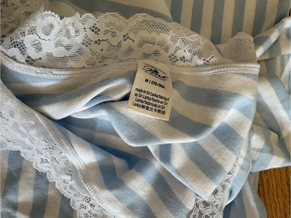 Frankie's Bikinis Light Blue & White Striped Lace-Trim Sleep Set - Image 3