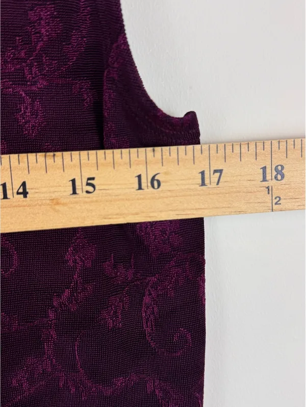 Weekenders Vintage Y2K Purple Jacquard Mock Neck Sleeveless Top M Made Canada - Image 9