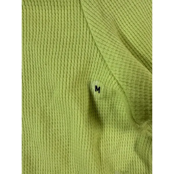 2 American Eagle Green/ Yellow Long Sleeve‎ Tops Waffle Lace Collar Medium - Image 3