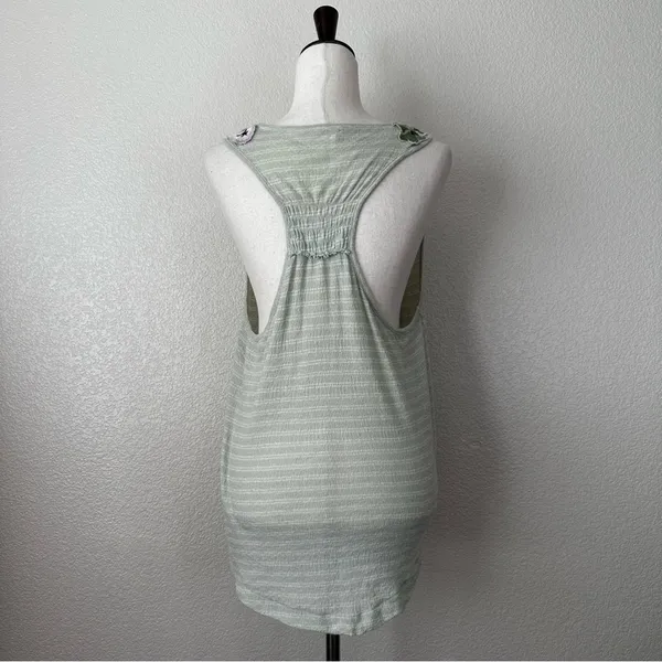 Free People Frida Mint Green Floral Embroidered Gauzy Knit Tank Top, Sz Medium - Image 6