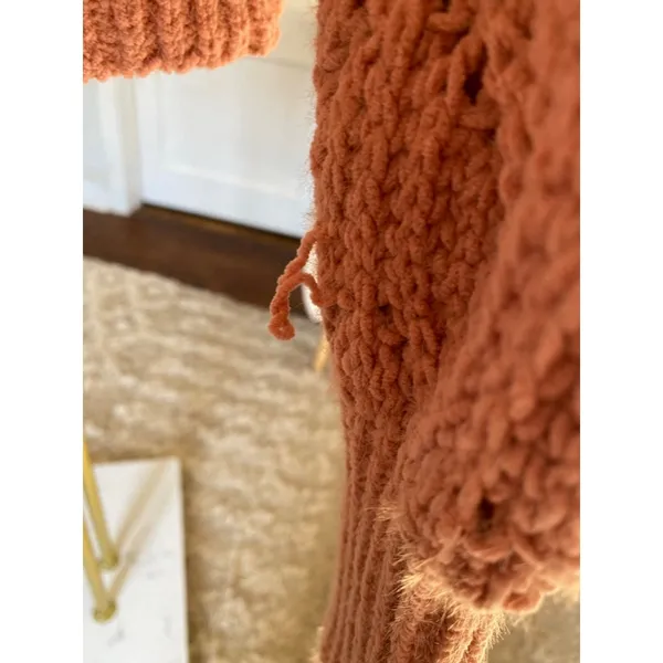 Arizona Jeans Chunky Knit Cropped Cardigan Cozy Cottagecore Orange Pink L - Image 9