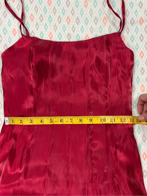 Lulu’s Berry Red Organza Pleated Drop Waist Maxi Dress Small - Image 7
