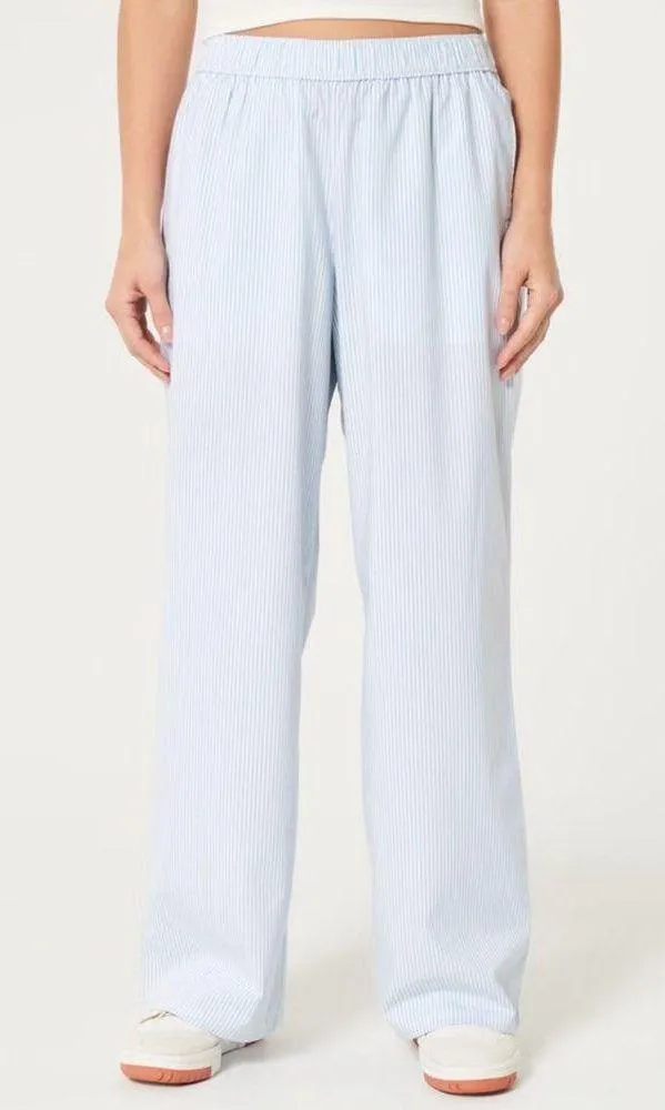 Hollister poplin wide leg sleep blue and white pj pants size small. NWOT! - Image 2