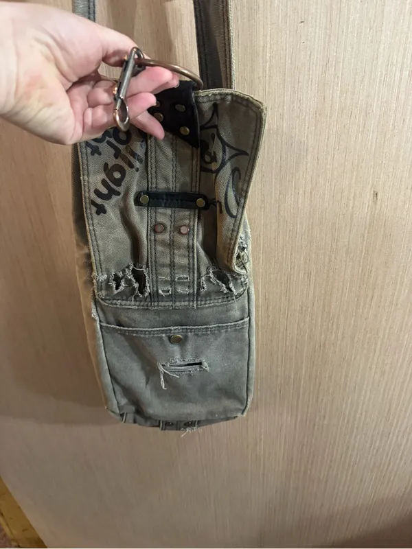 Women’s Diesel Canvas Distressed Crossbody Bag in Olive Green - Image 4