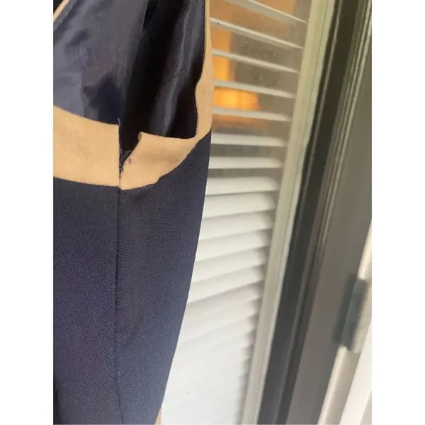 JCrew Suiting Color Block 100% Wool Sleeveless Sheath Dress Blue / Beige 12 - Image 10