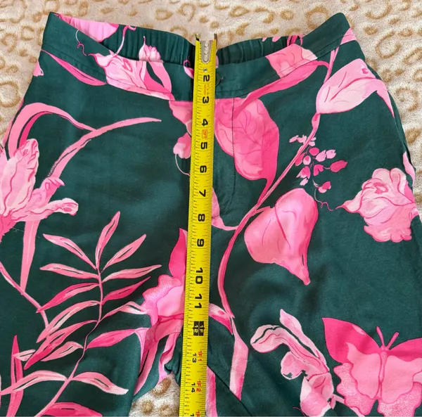 Anthropologie Breezy Tropical Floral Wide Leg Satin Pant Women's Size: 0 - Image 9