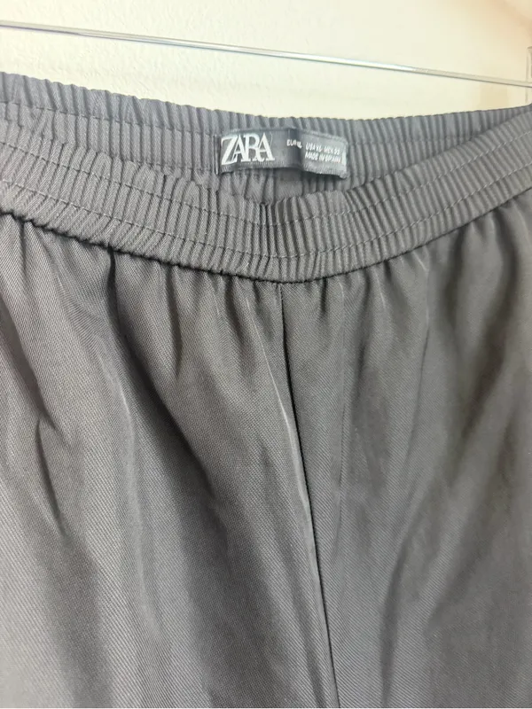 Zara Black Elastic-Waist Wide Leg Pants - Image 3