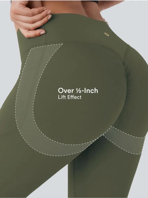 Halara UltraSculpt™ High Waisted Scrunch Butt Lifting Leggings Green Large NWT - Image 4