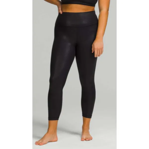 Lululemon Align High Rise Pants 25" Shine Radiate Foil Print Black Yoga Size 6 - Image 8