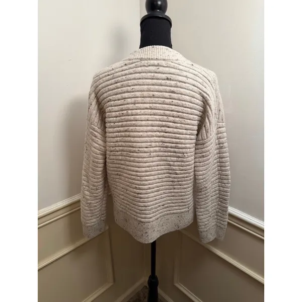 Madewell Donegal Elsmere Chunky Ribbed Pullover Sweater Cream Speckled NC651 - Image 5