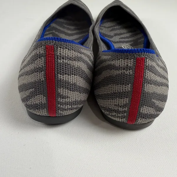 Rothy’s The Point Women’s Gray Zebra Print Knit Pointed Toe Slip-On Flats Size 9 - Image 4
