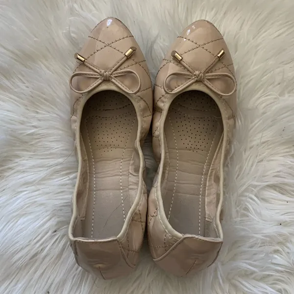 Beige Leather Ballet Flats Size 37 EU = 7 women’s - Image 7