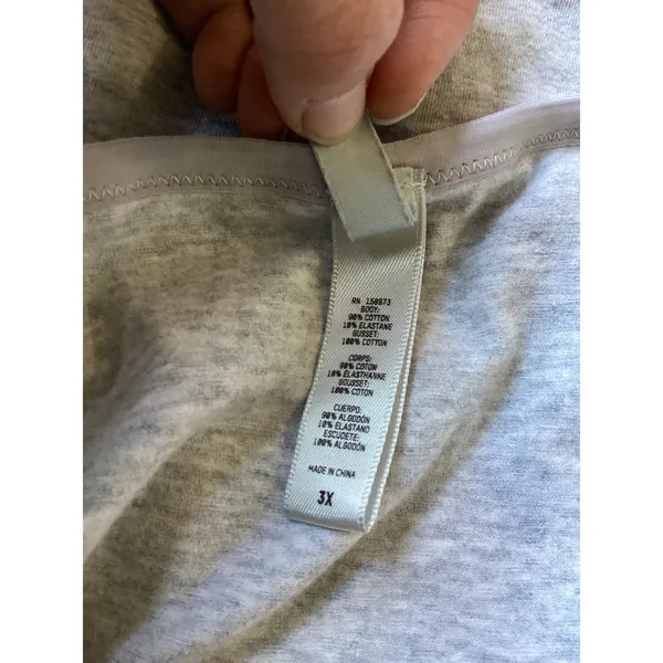 SKIMS Cotton Logo Bodysuit Light Heather Grey 3X Adjustable Straps Snap - Image 8