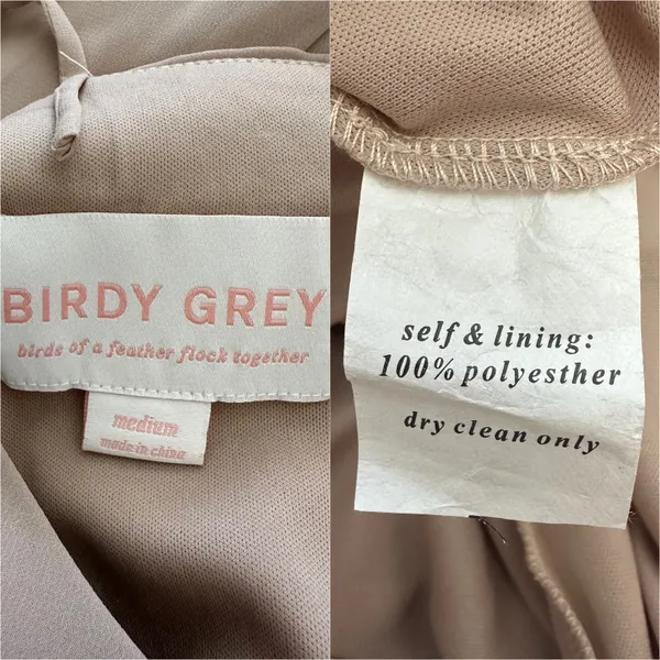 Birdy Grey Dress Gwennie Chiffon Maxi No Slit Pockets Taupe M NWT New - Image 9