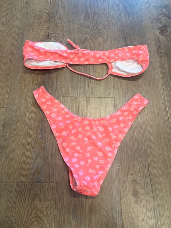 Pink Floral Shein Bathing Suit Set - Image 2