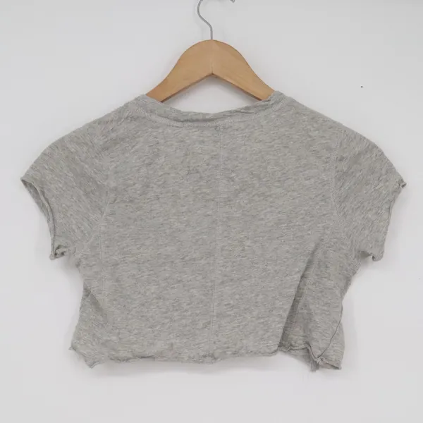 PS Basics by PacSun Heather Grey Cotton Raw Hem Seam Front Crop Top Tee XS - Image 4