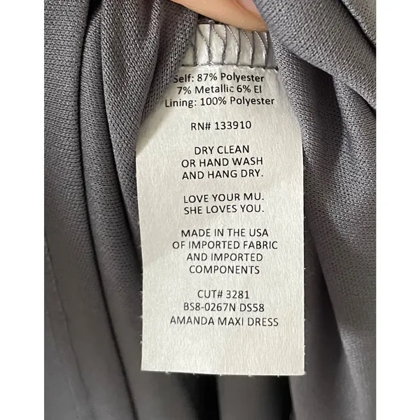 Show Me Your Mumu Maxi Amanda Dress Silver Metallic Size Small NEW - Image 10