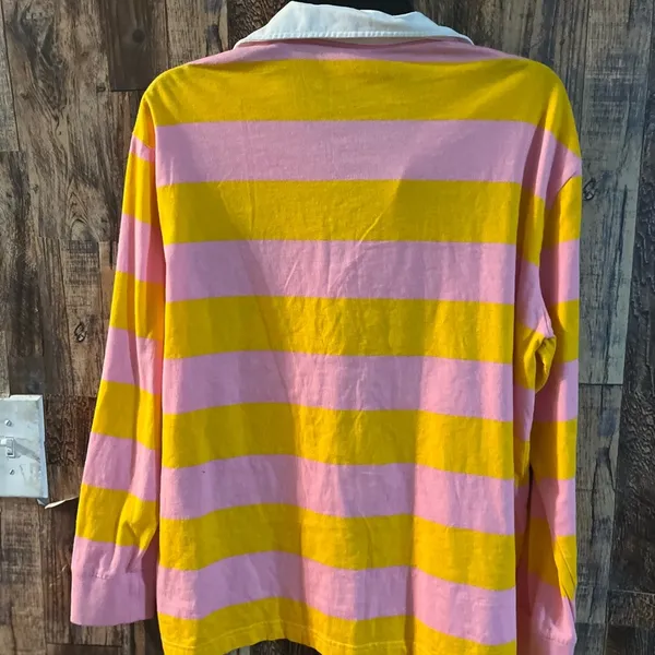 Victoria Secrets Pink Orange long sleeve polo shirt size large - Image 4