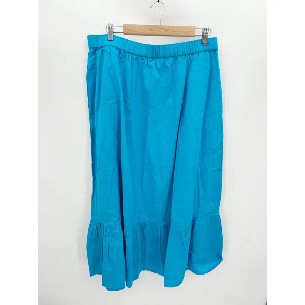 The Drop Ocean Blue Anupa Cotton Tiered Midi Skirt Pockets Womens XXL‎ NWT - Image 2