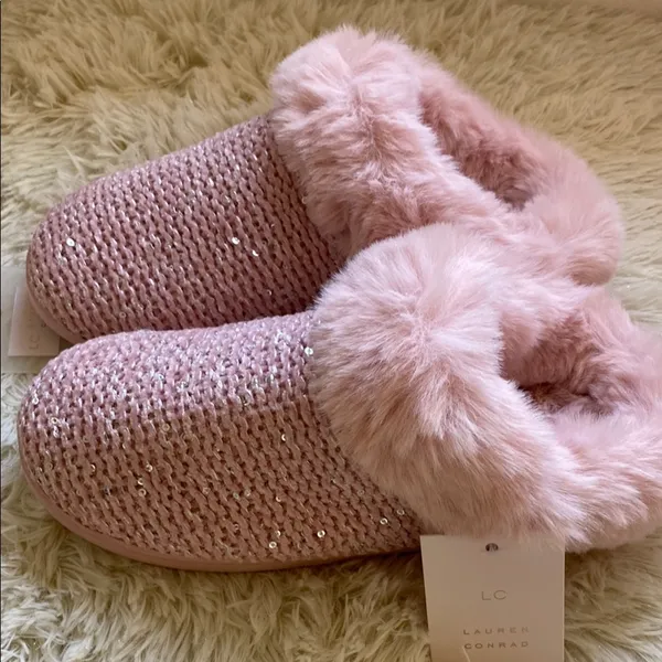 NWT Lauren Conrad Pink Sequin Slippers - Image 2