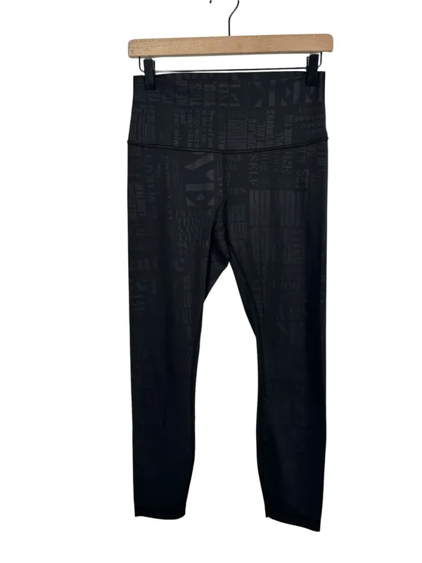 Lululemon Wunder Under‎ 25 Leggings 8 20YR Manifesto Embossed Black Luxtreme - Image 3
