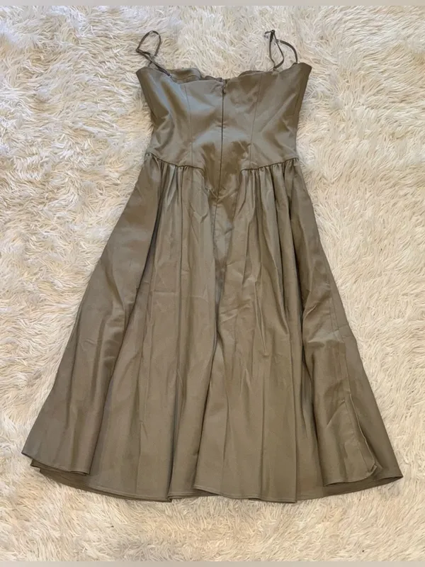 NEW House OF CB Samaria Corset Fit & Flare Midi Dress Taupe sz L - Image 9