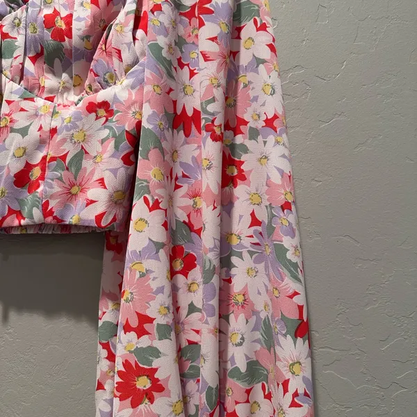 Ruby‎ Sees Pink Floral After School Long Sleeve Crop Top Size US 2 - Image 6