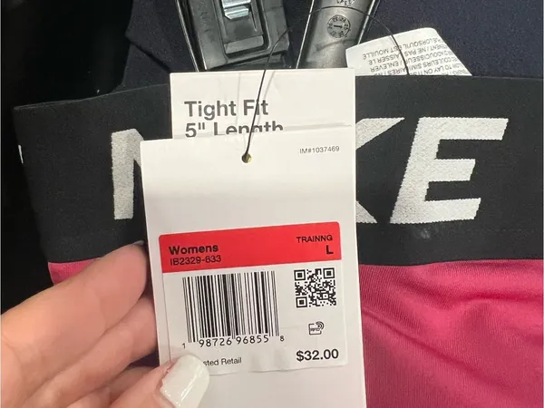 Nike Pink Bike Shorts with Black NIKE Waistband - Image 5